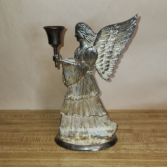 None Other - Vintage Sliver Plated Angel Candle Holder